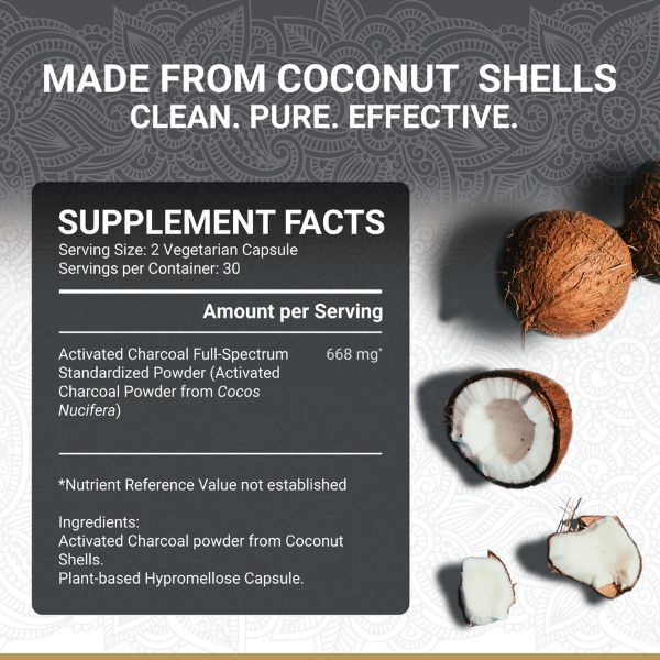 True Veda | Activated Charcoal | Coconut Shells | 60 Caps GOODS Superdrug