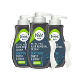 Veet Men Total Pro Hair Removal Cream 400ml x3 Bundle GOODS Boots