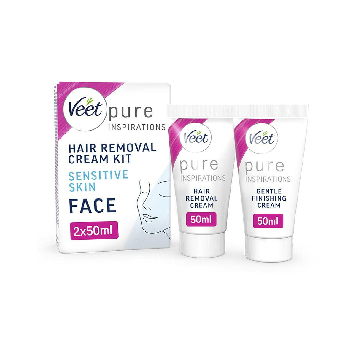 Veet Pure Hair Removal Kit Face Sensitive Skin - 2 x 50ml GOODS Boots