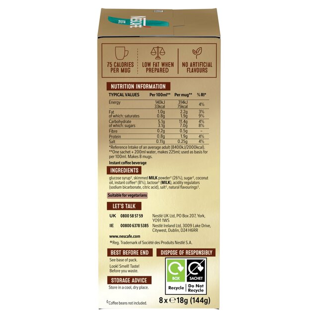 Nescafe Latte Instant Coffee 8 Sachets 6 x 144g - McGrocer
