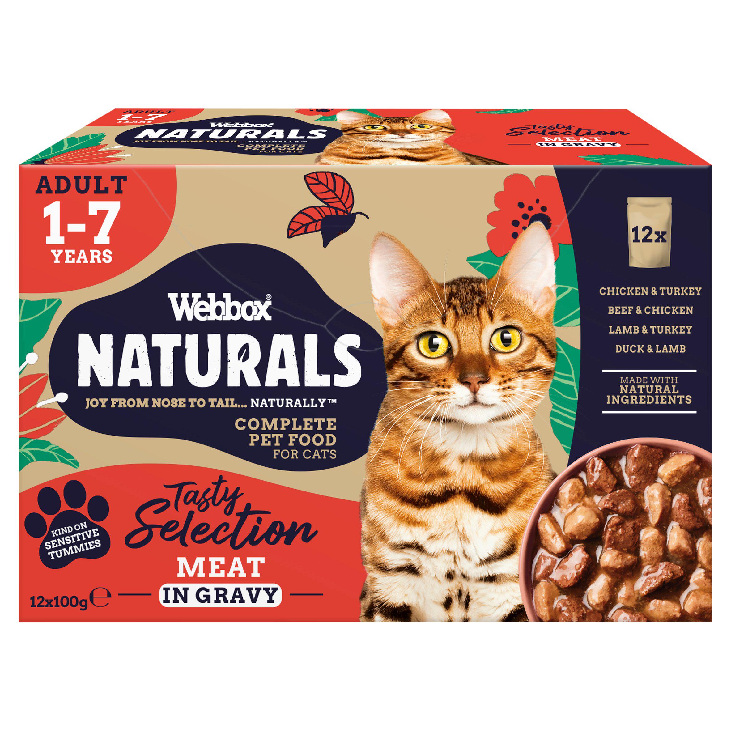 Webbox Naturals Adult Meat in Gravy Wet Cat Food 12x100g GOODS Sainsburys