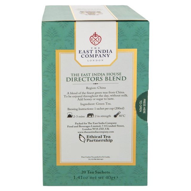 The East India Company Directors Green Tea Blend Sachets 20 per pack GOODS M&S