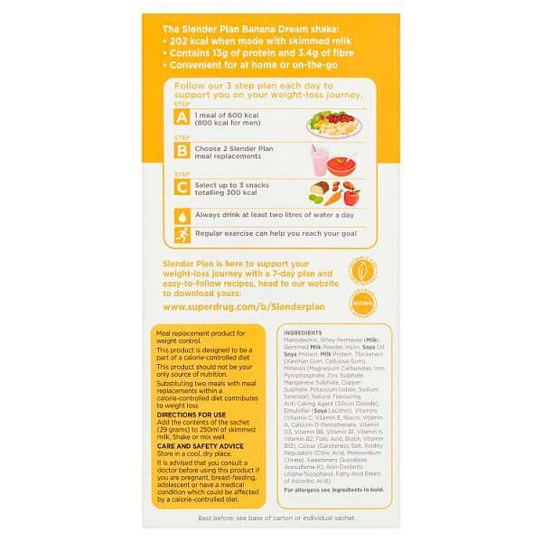 Superdrug Slenderplan Meal Replacement Shake Banana x10 GOODS Superdrug