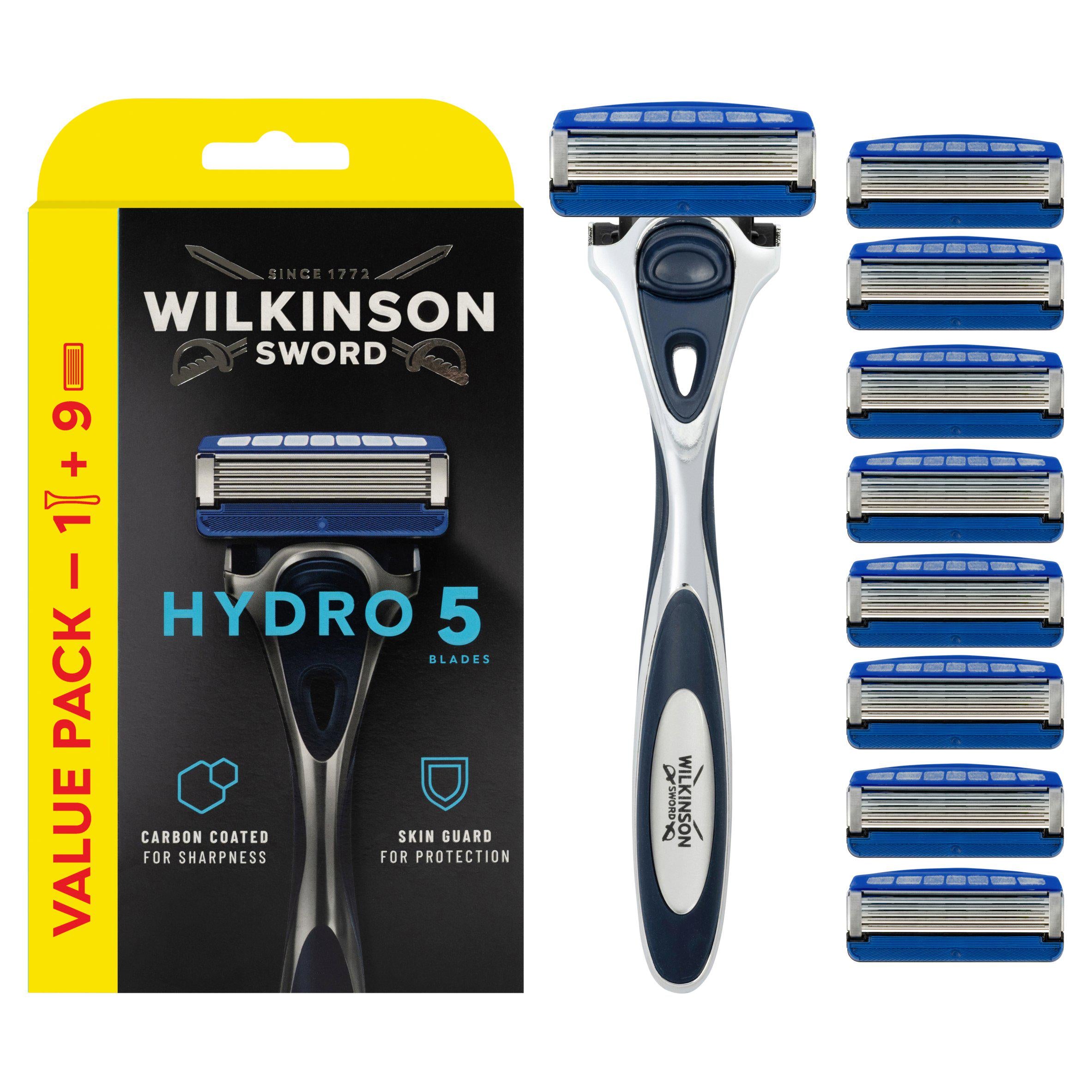 Wilkinson Sword Hydro 5 Skin Protection Men's Razor with 9 Blades Regular men's razors & blades Sainsburys