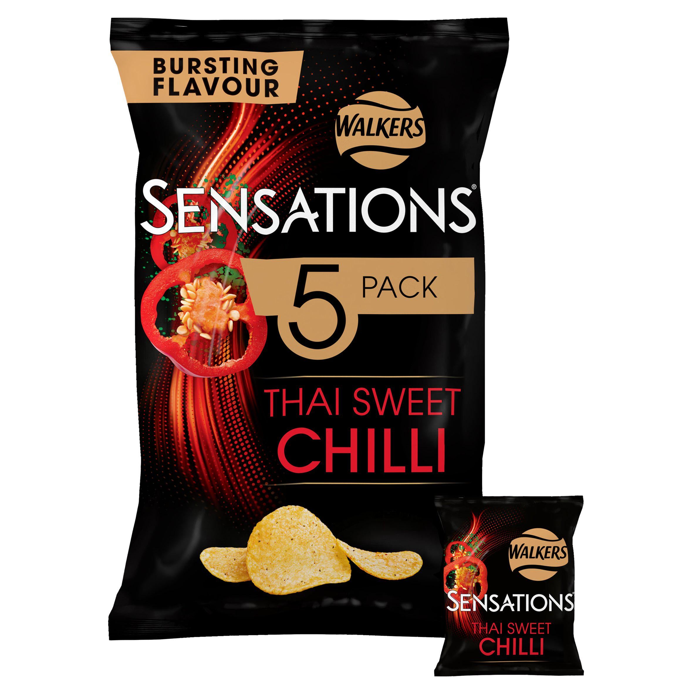 Walkers Sensations Thai Sweet Chilli Multipack Crisps 5x25g GOODS Sainsburys