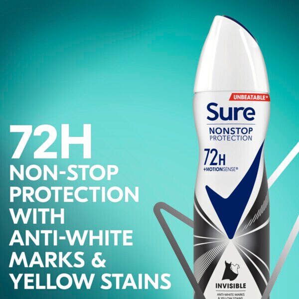 Sure Antiperspirant Deo Aerosol Nonstop Inv B&W 150ml GOODS Superdrug