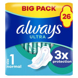Always Ultra Sanitary Towels Normal (Size 1) Wings 26 Pads - McGrocer