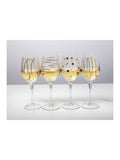 Mikasa Set of 4 Clear Etched Gold Crystal White Wine Glasses