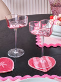 Set of 2 Pink Heart Champagne Saucer