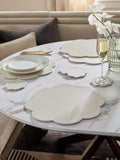Set of 4 Cream Flower Faux Leather Placemats and Coasters