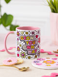 Sam Jayne Designs Pink Grow your Own Way Mug and Coaster Giftset