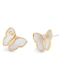 COACH Gold Tone Signature Mother of Pearl Butterfly Stud Earrings