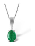 The Diamond Store Green 9K White Gold Emerald 7 x 5mm Pendant Necklace Set