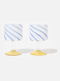 Oliver Bonas Multi Blue Swirl Gin Glasses Set of Two