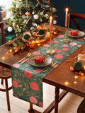 Paoletti Set of 4 Green Pomegranate Christmas Table Placemats & Large Table Runner