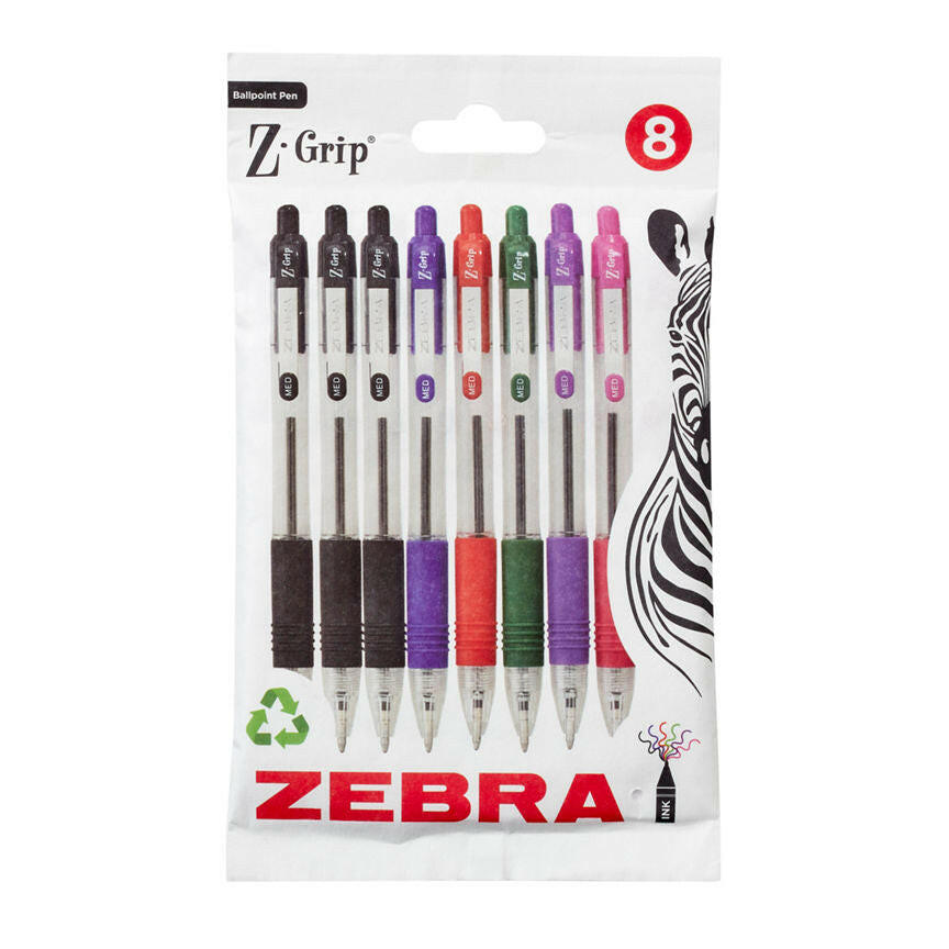 Zebra Z-Grip Assorted Colours Ballpoint Pens 6pk GOODS ASDA
