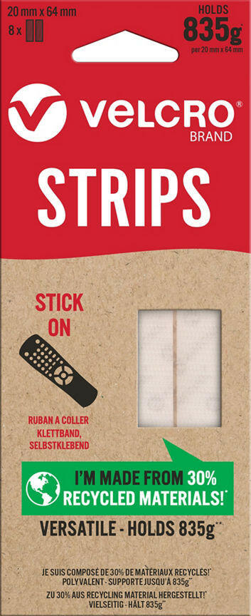Velcro ECO Stick On Strips 20mm x 64mm GOODS ASDA