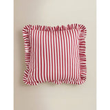 George Home Red Striped Ruffle Trim Cushion