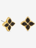Jon Richard Gold 14K Plated and Jet Druzy Stone Clover Earrings