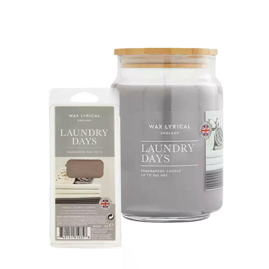 Wax Lyrical Laundry Days Large Jar Candle & Wax Melts Bundle GOODS ASDA