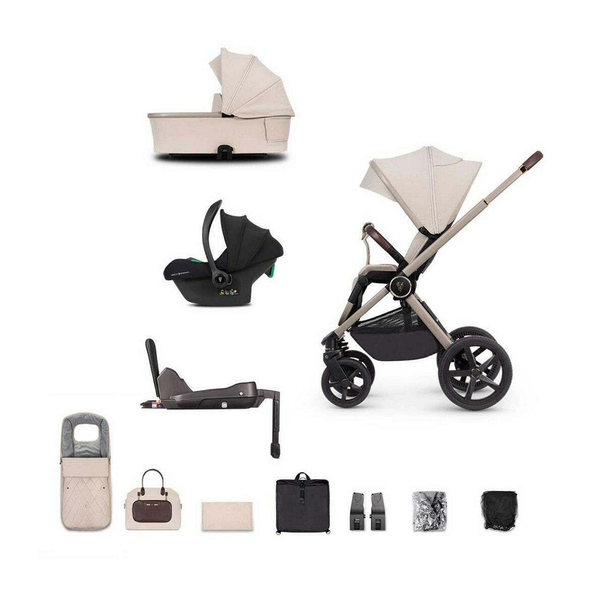 Venicci Upline 3in1 Travel System Plus Base Stone Beige GOODS Boots