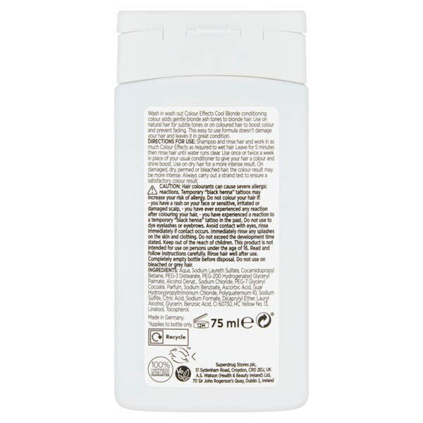 Superdrug Colour Effects Wash In Hair Dye Cool Blonde GOODS Superdrug
