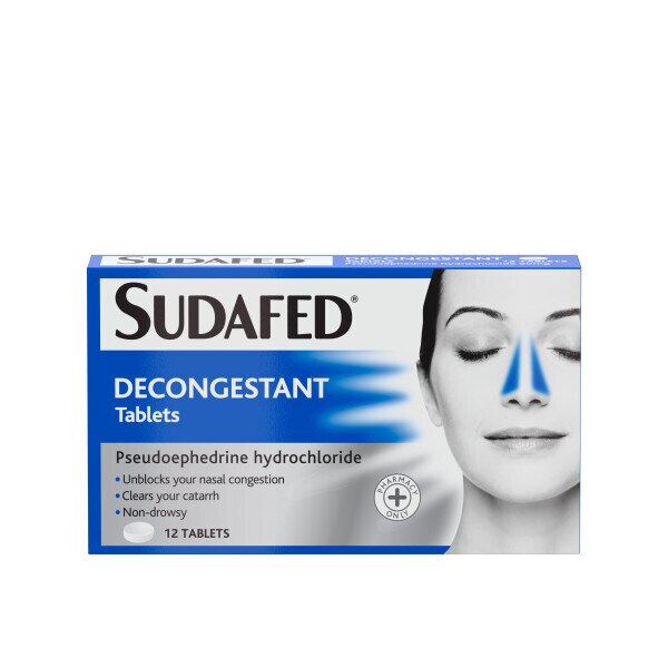 Sudafed Decongestant Tablets 12s GOODS Superdrug
