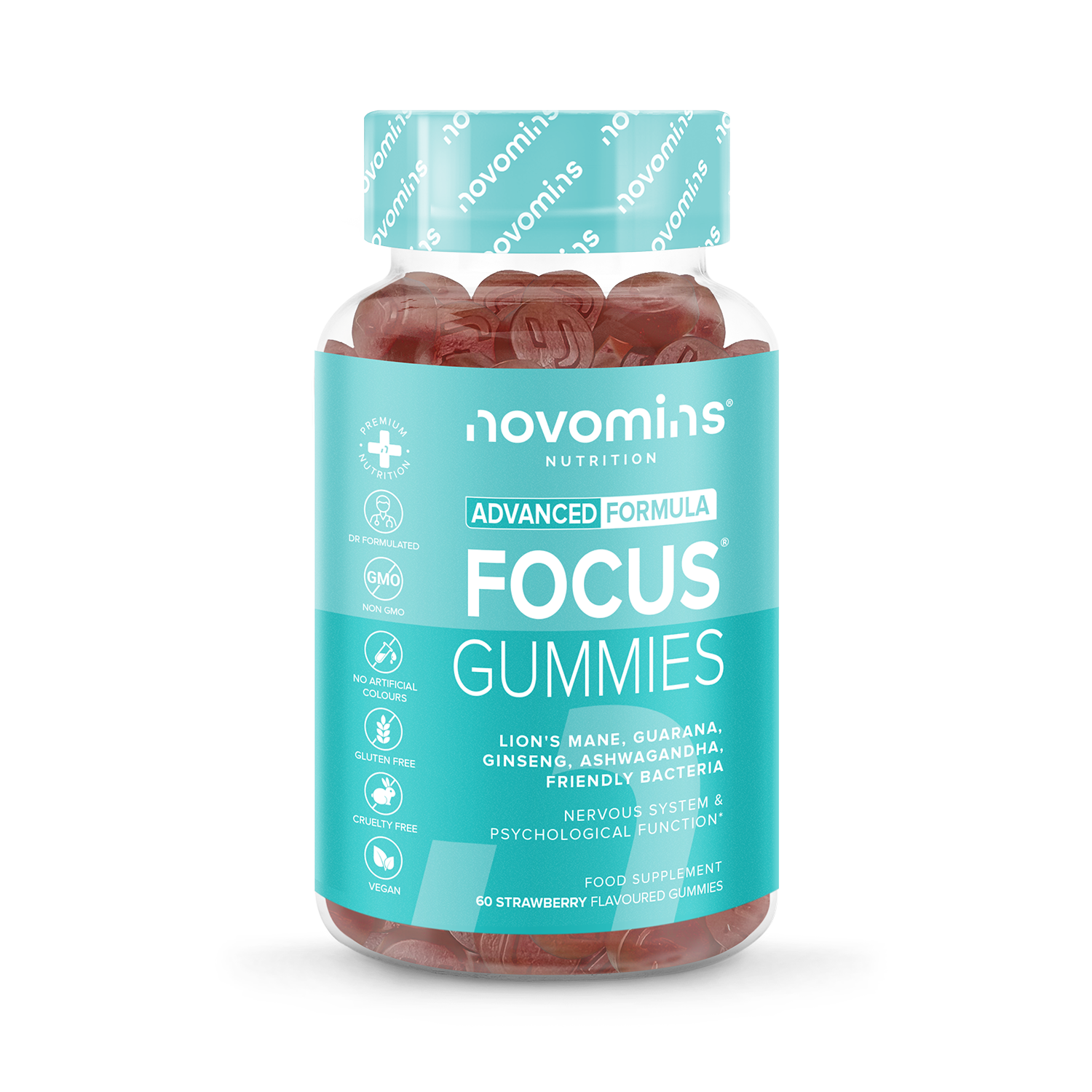 Novomins Focus Strawberry Flavoured 60 Gummies - 998348