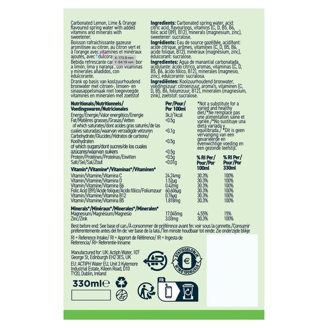 Acti-Vit Vitamin Water Lemon Lime & Orange   330ml - McGrocer