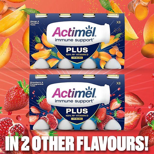 Actimel Plus 100% Vitamin D Cherry & Elderberry Immunity Yoghurt   8 x 100g - McGrocer