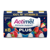 Actimel Plus 100% Vitamin D Strawberry & Pomegranate Immunity Yoghurt 8 x 100g - McGrocer