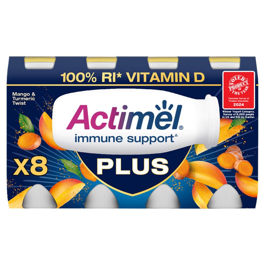 Actimel Plus Mango & Turmeric Twist Yogurt Drink 8 x 100g - McGrocer