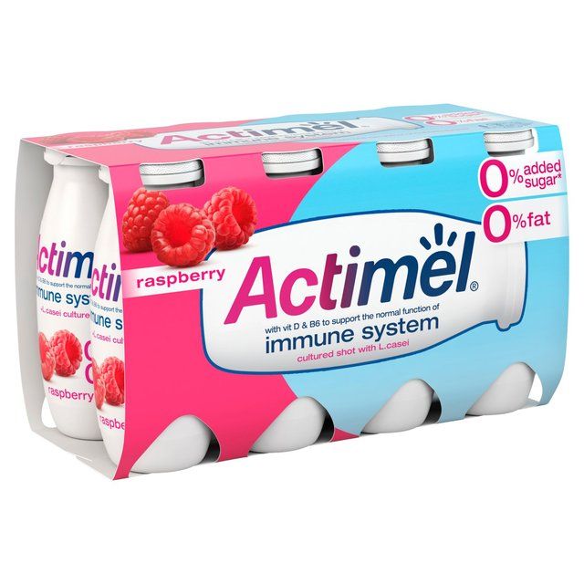 Actimel Raspberry 0% Added Sugar Fat Free Yoghurt Drink   8 x 100g - McGrocer