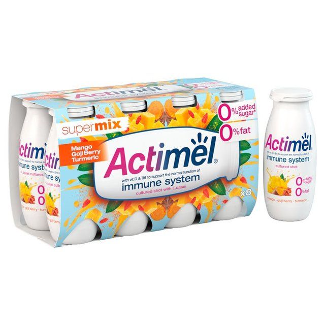 Actimel Supermix Mango Goji Berry Turmeric Cultured Yogurt Drink 8 x 100g - McGrocer