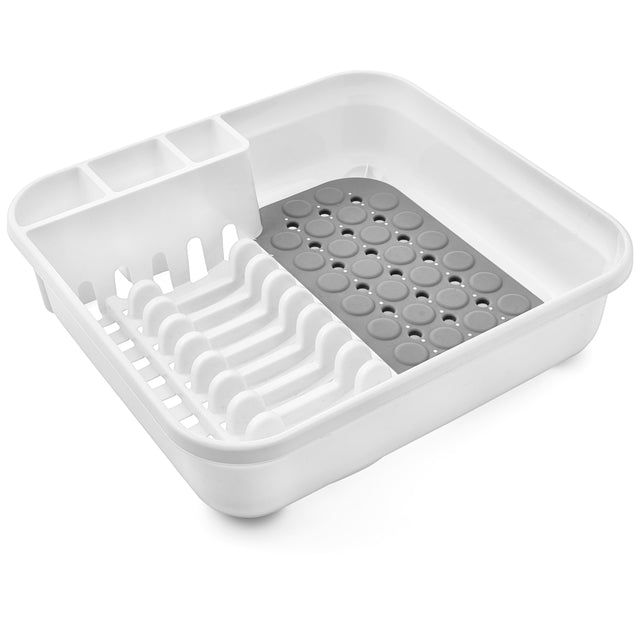 Addis Premium Soft Touch Dish Draining Rack White / Grey - McGrocer