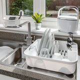 Addis Premium Soft Touch Dish Draining Rack White / Grey - McGrocer