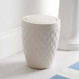 Addis Textured Diamond Effect Round Bathroom Bin with Swing Lid 5L - McGrocer