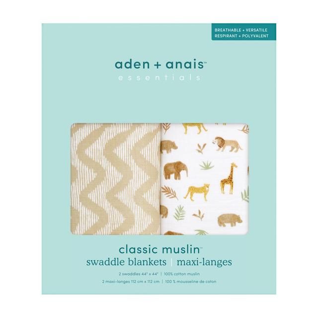 Aden+Anais essentials cotton muslin 2 pack swaddle blanket tanzania 2 per pack - McGrocer