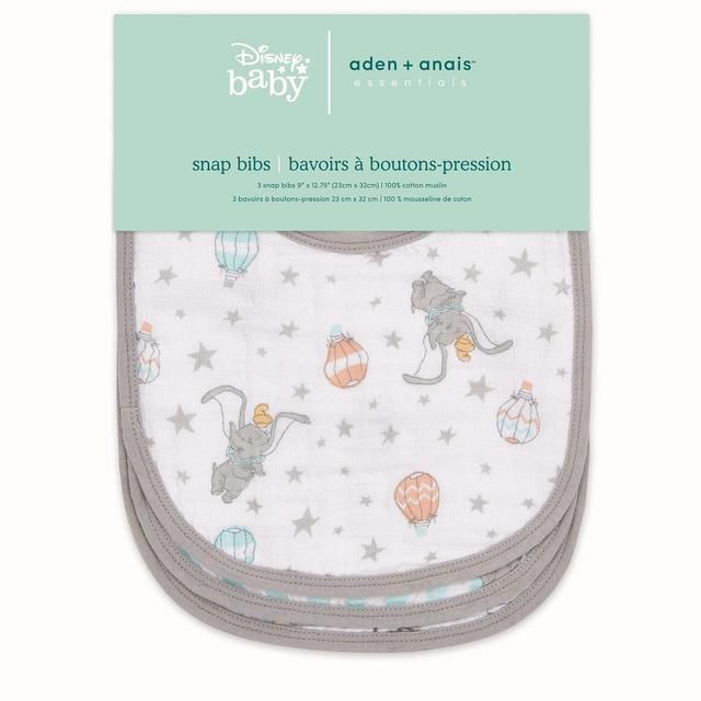 Aden + Anais Muslin Bibs Snap Closure Dumbo 3 per pack - McGrocer