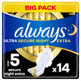 Always Ultra Sanitary Towels Secure Night Extra (Size 5) Wings X 14 Pads - McGrocer
