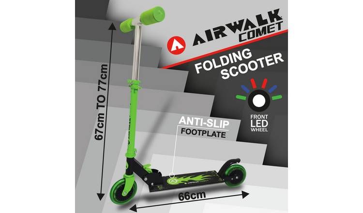 Airwalk Comet Light Up Foldable 2 Wheel Scooter - Green - McGrocer