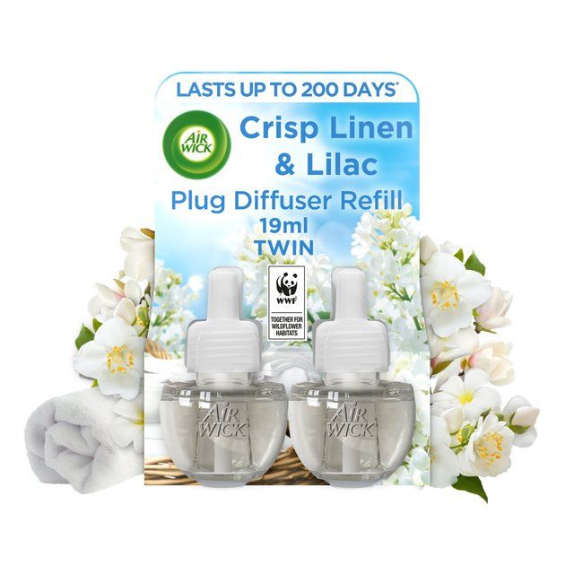 Airwick Crisp Linen & Lilac Plug In Twin Refill   2 x 19ml - McGrocer
