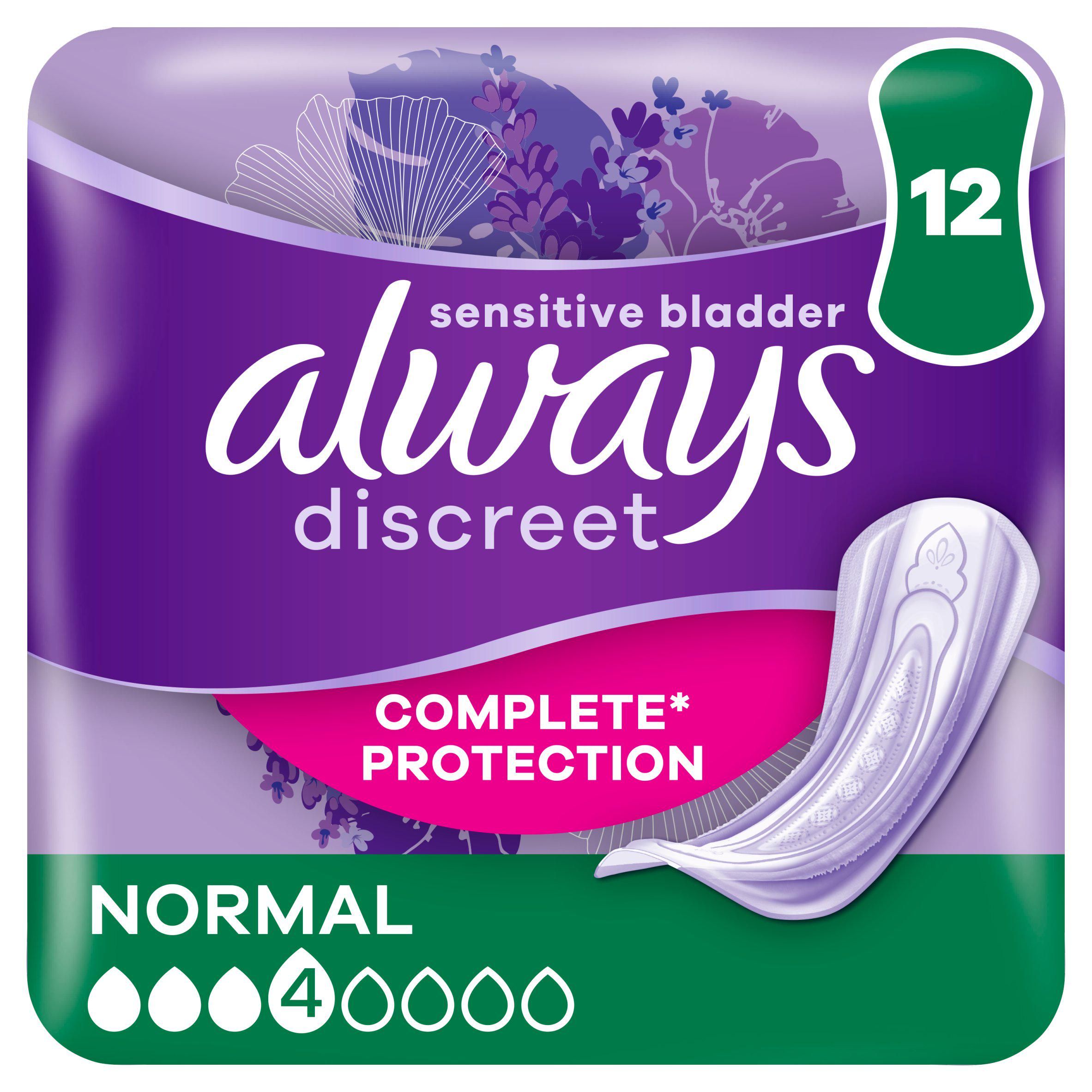 Always Discreet Incontinence Pads Normal For Sensitive Bladder x12 - McGrocer