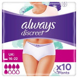 Always Discreet Underwear Incontinence Pants Normal Large 10 - McGrocer