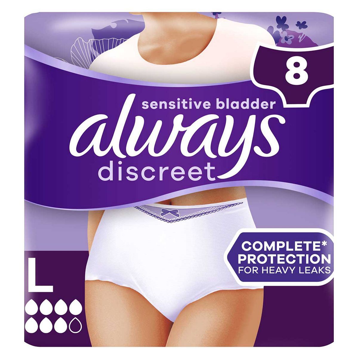 Always Discreet Underwear Incontinence Pants Women Plus L X8 - McGrocer