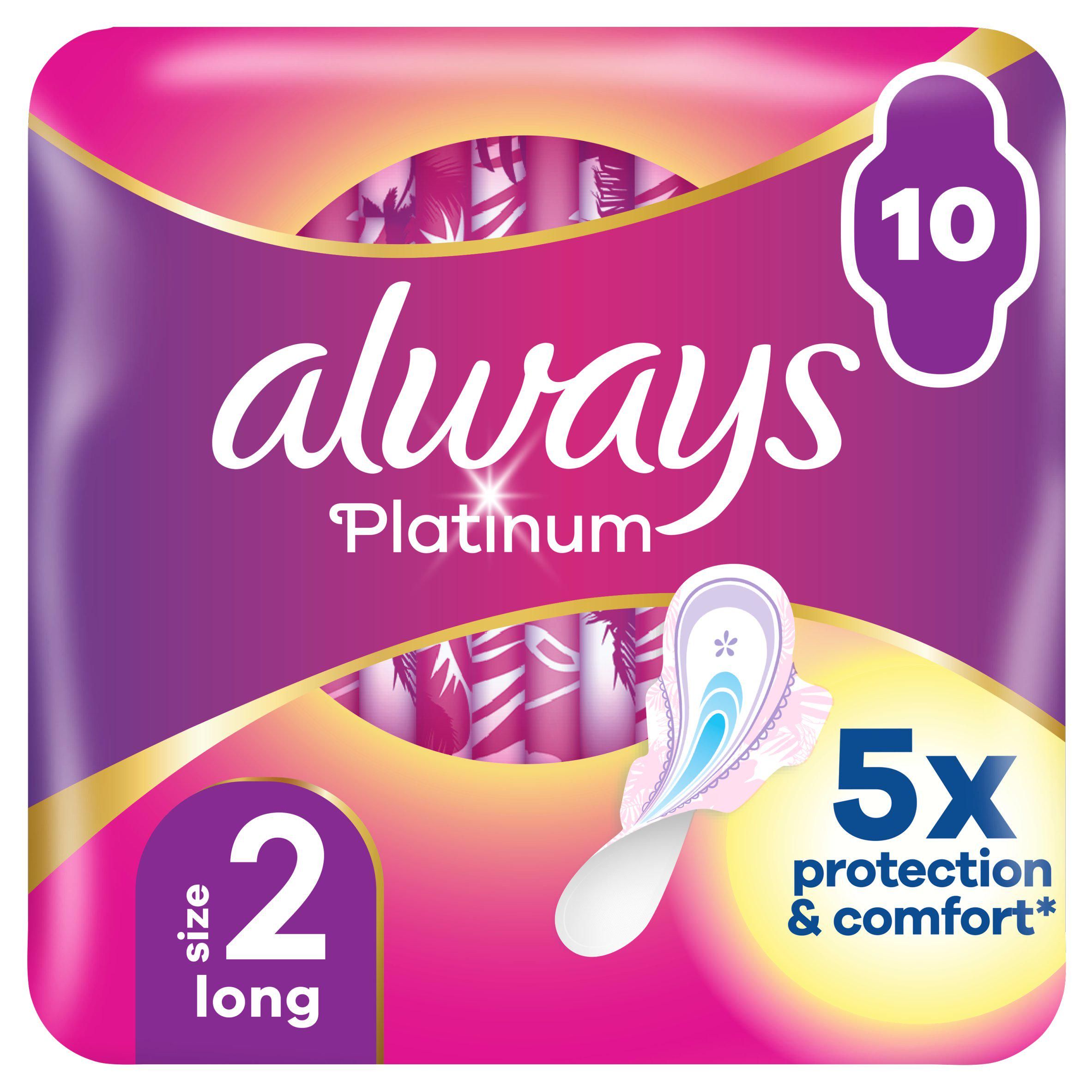 Always Platinum Long Plus (Size 2) Sanitary Towels Wings x10 - McGrocer