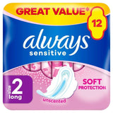 Always Sanitary Towels Sensitive Long (Size 2) Wings 12 per pack - McGrocer
