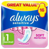 Always Sanitary Towels Sensitive Normal (Size 1)   16 per pack - McGrocer