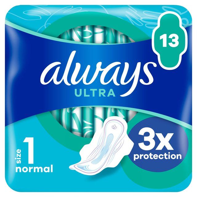 Always Sanitary Towels Ultra Normal (Size 1) Wings 13 per pack - McGrocer