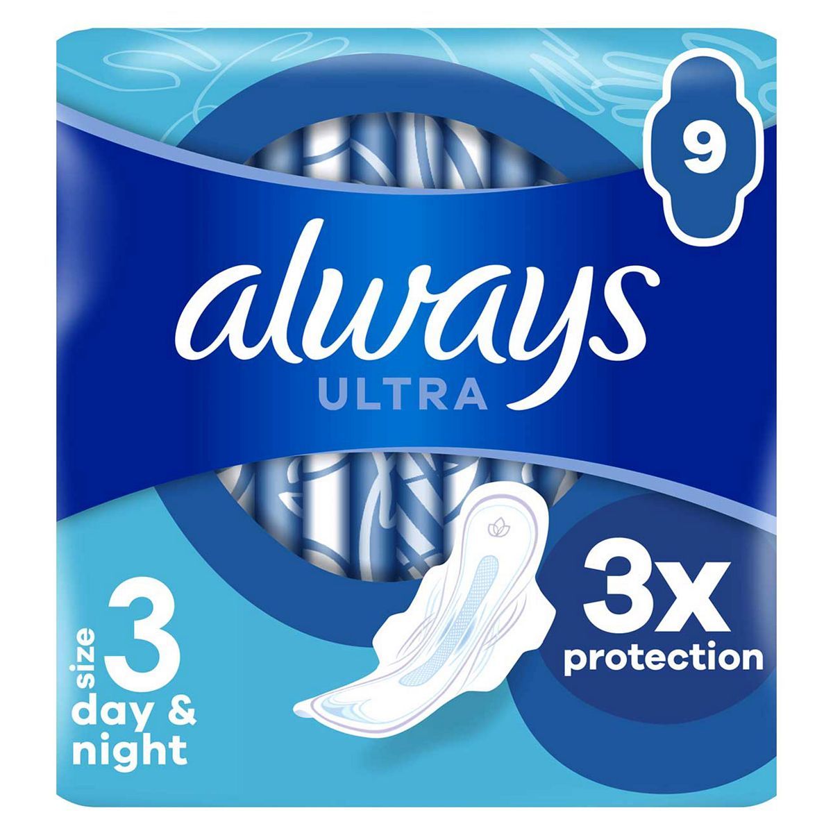 Always Ultra Sanitary Towels Day & Night (Size 3) Wings X9 Pads - McGrocer
